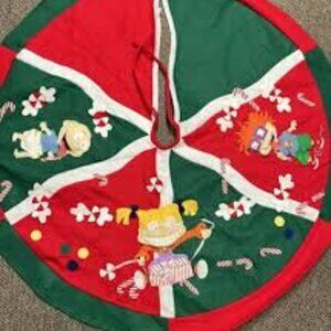 Vintage Nickelodeon Rugrats Christmas Tree Felt Skirt 1998 42"